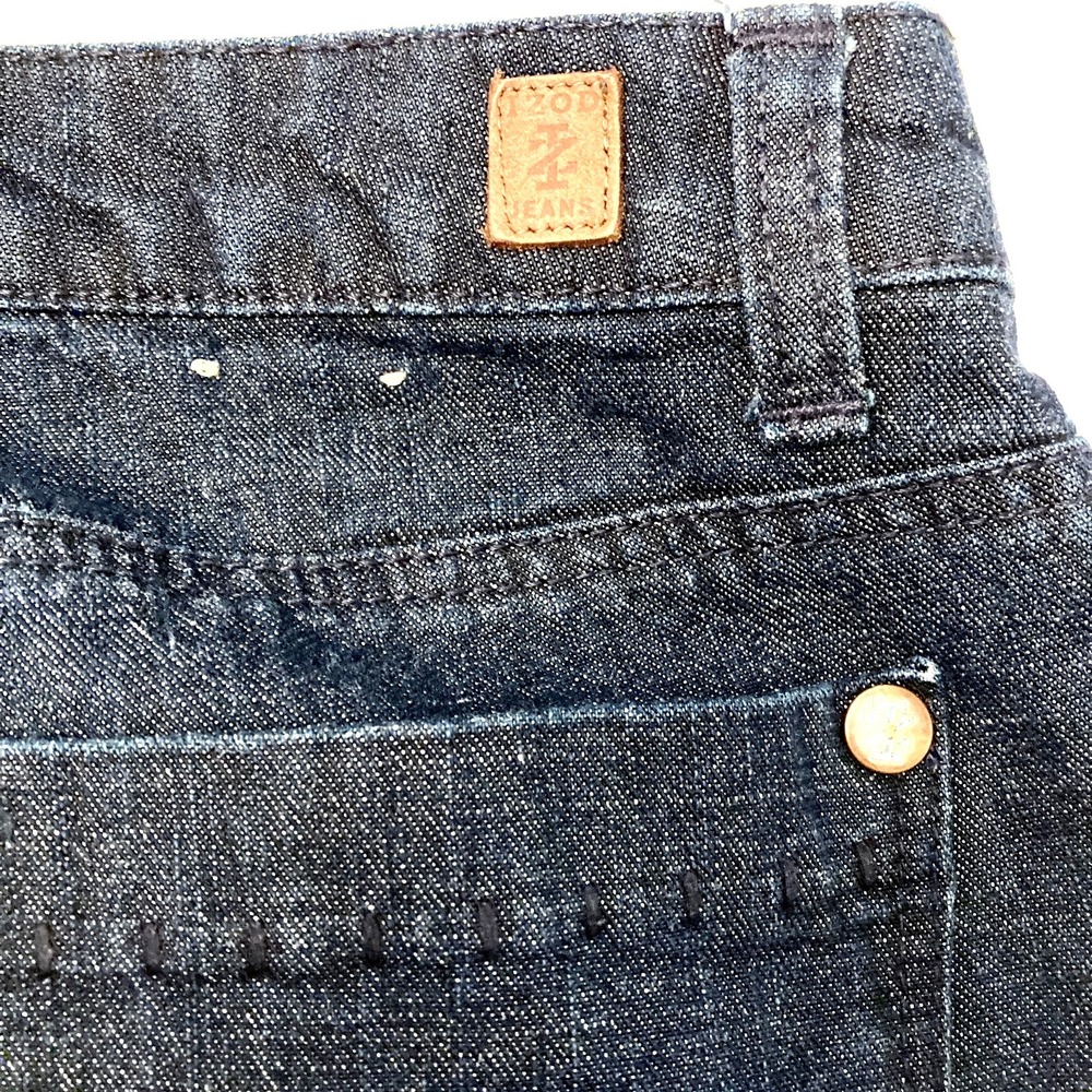 IZOD Jeans Mid Rise Cuffed Straight Leg Denim Capris Womens 8 Blue Whiskered - Picture 8 of 8